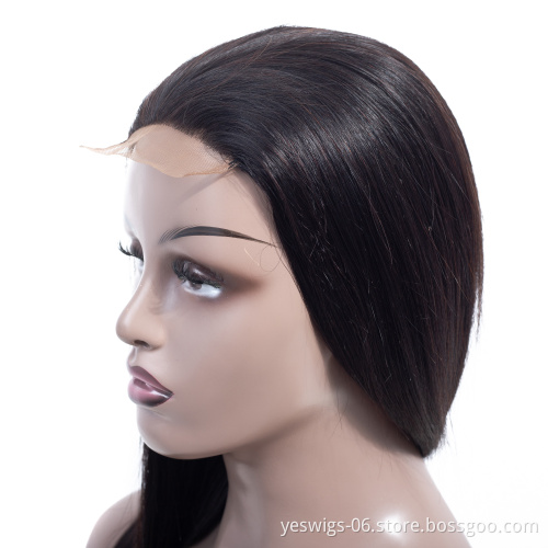 Factory Supplier 4X4 HD Lace Closure Human Hair Wigs For Black Women  Peruvian Glueless Natural Straight Human Hair Wig In Stock